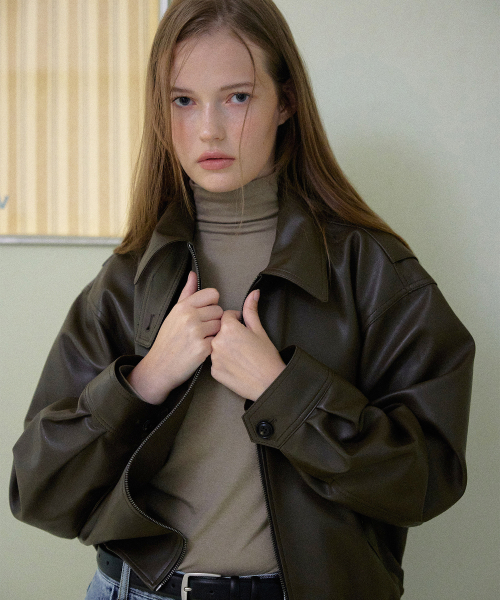 Vegan leather bomber Куртка (Brown)
