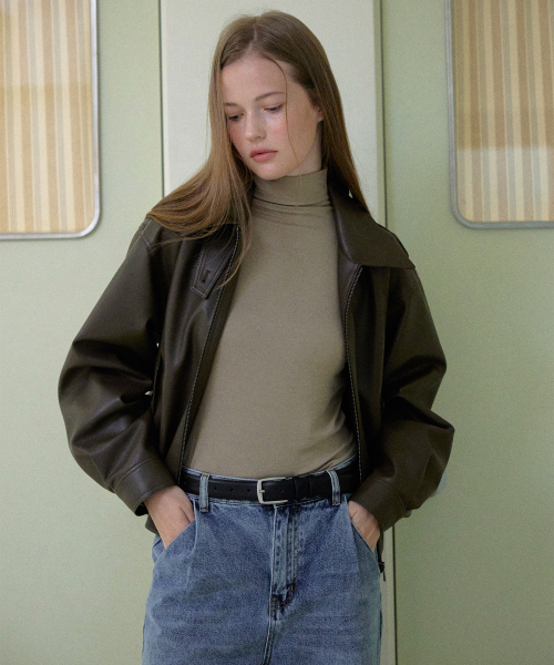 Vegan leather bomber Куртка (Brown)