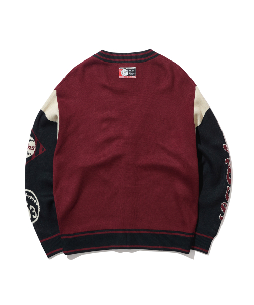 LG Twins аппликация графический вязаный кардиган — Burgundy