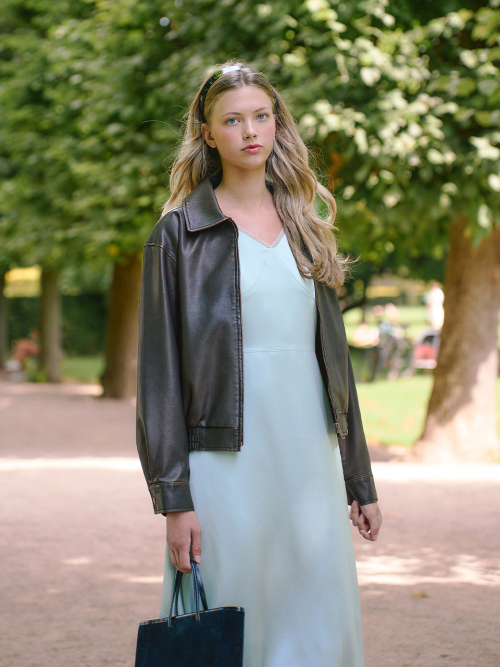 Бомбер NOTTINGHILL Washing Faux Leather Bomber, DARK BROWN