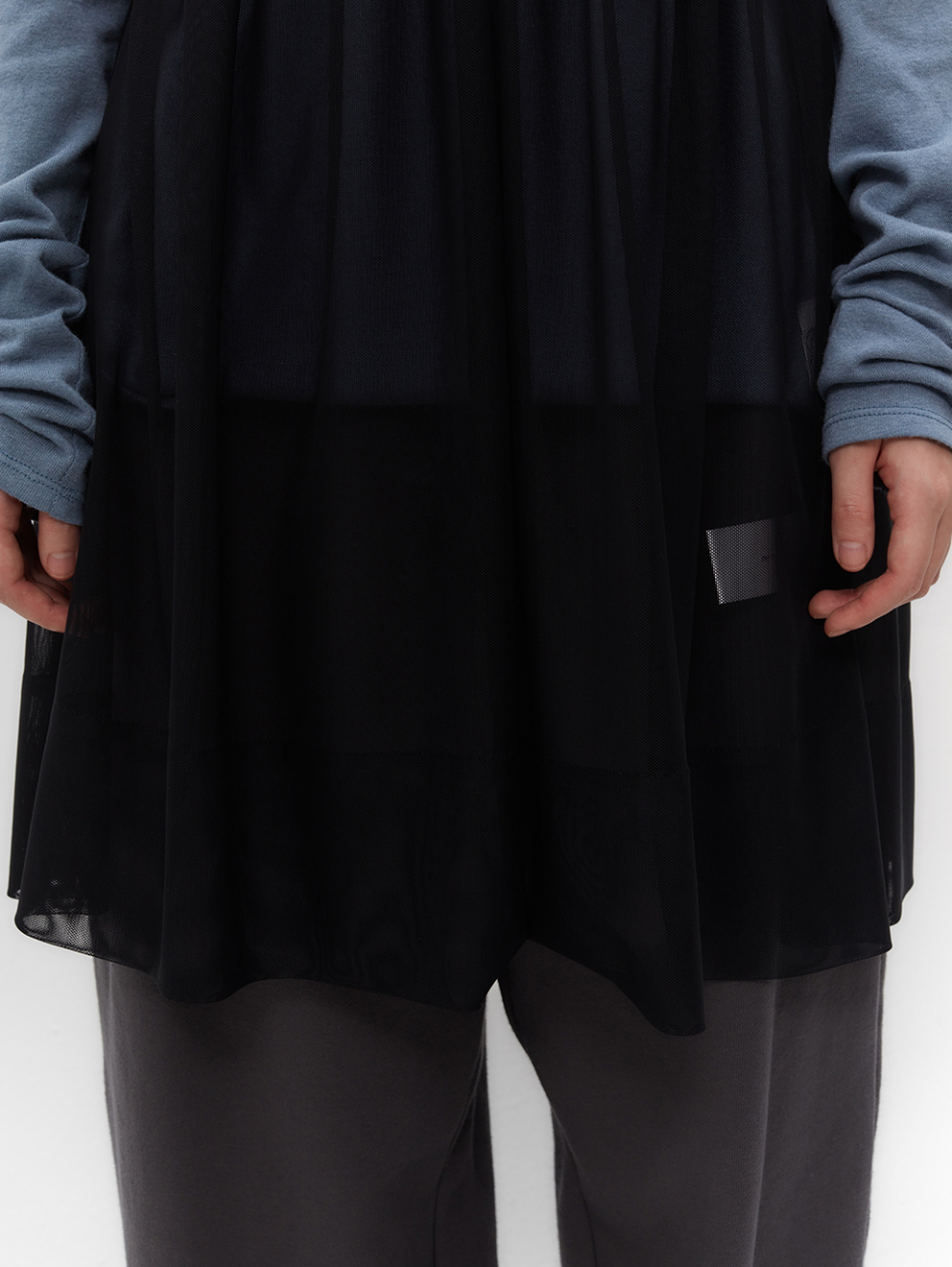 MUSINSA | TUOMIO RIBBON MINI MESH DRESS [BLACK]