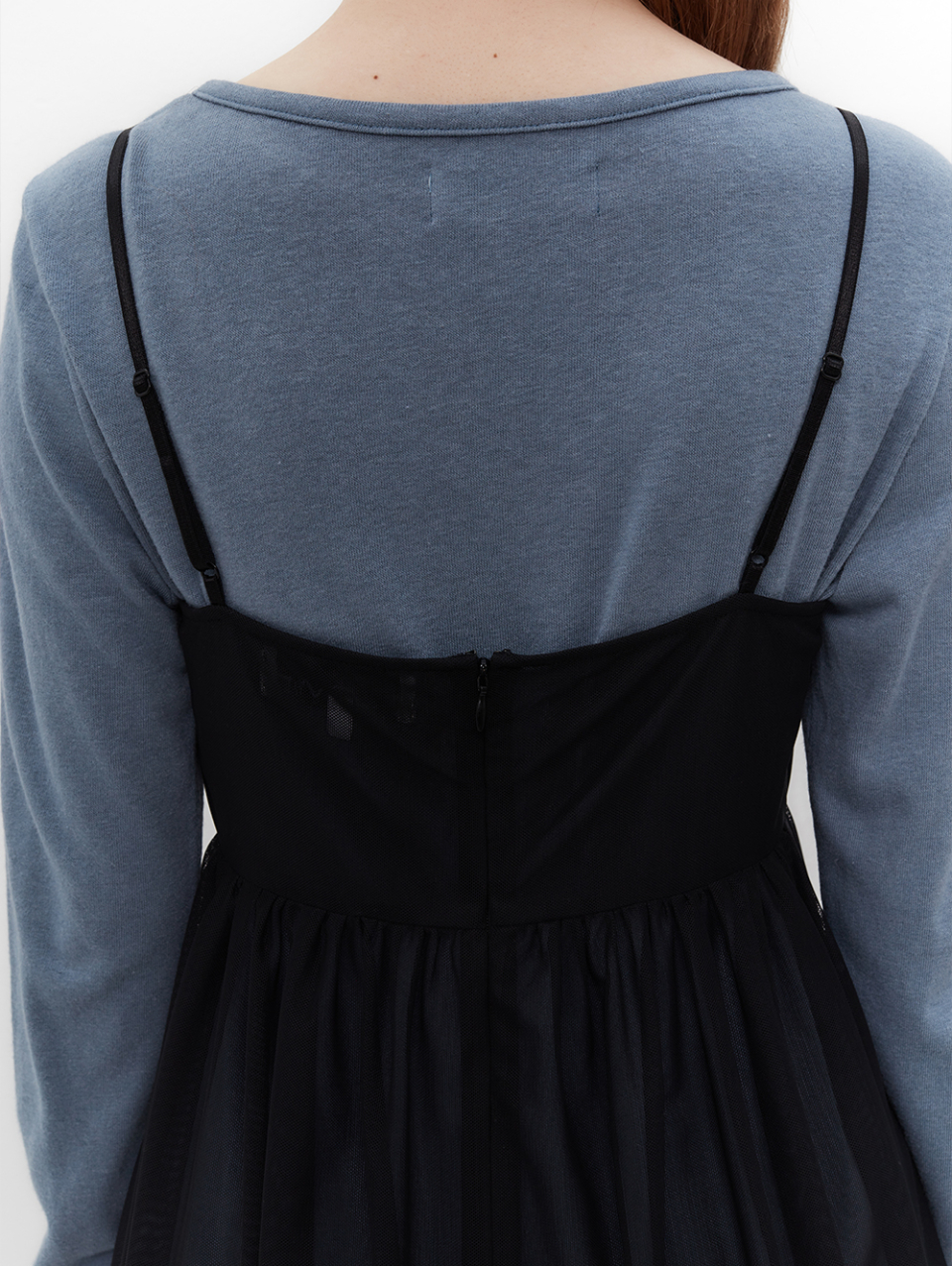 MUSINSA公式 | TUOMIO RIBBON MINI MESH DRESS [BLACK]