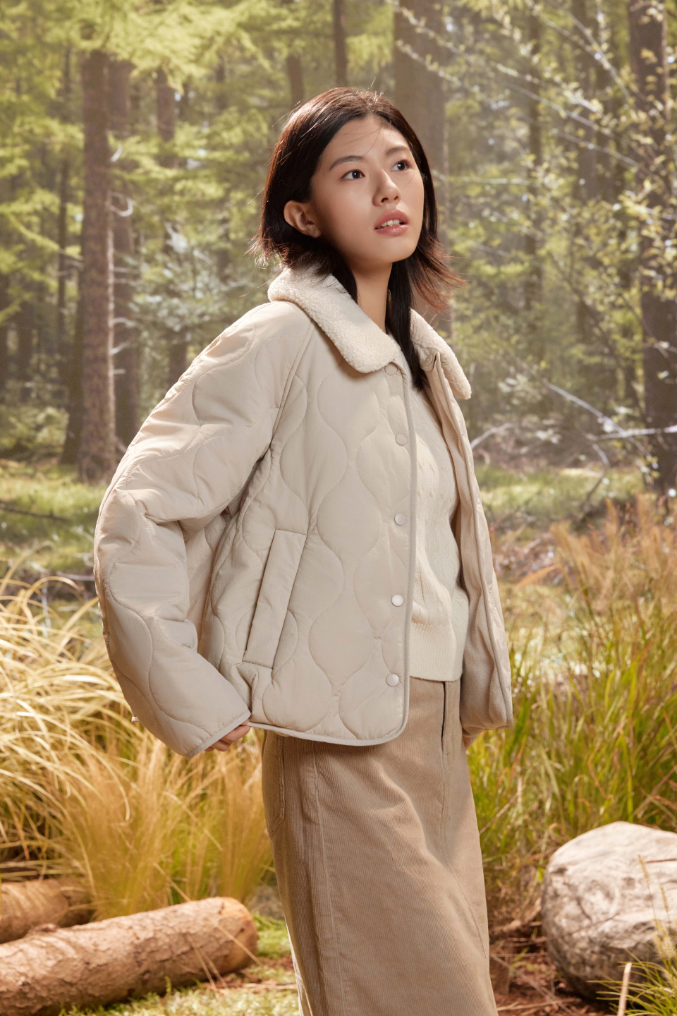 脱着カラー軽量キルティングジャケット_SPJAE4TG01 | spao