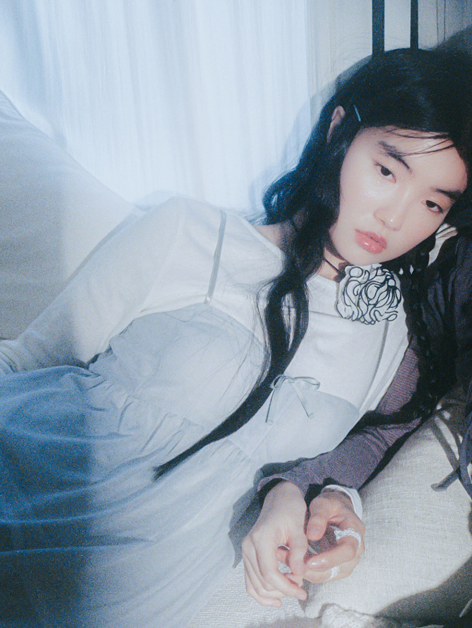 MUSINSA | TUOMIO RIBBON MINI MESH DRESS [BABY BLUE]