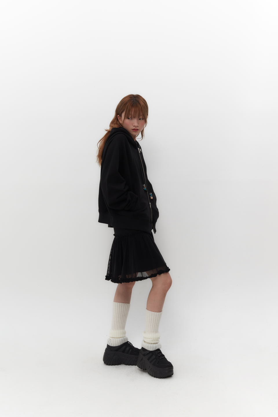 【韓国TUOMIO トゥオミオ】MESH FRILL LAYERED SKIRT MESH FRILL LAYERED SKIRT [BLACK] - TUOMIO | 60% - Asian