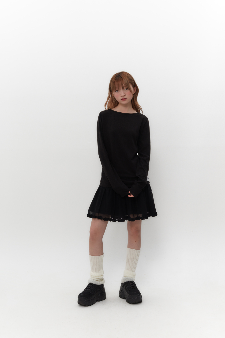 【韓国TUOMIO トゥオミオ】MESH FRILL LAYERED SKIRT MUSINSA | TUOMIO MESH FRILL LAYERED SKIRT [WHITE]