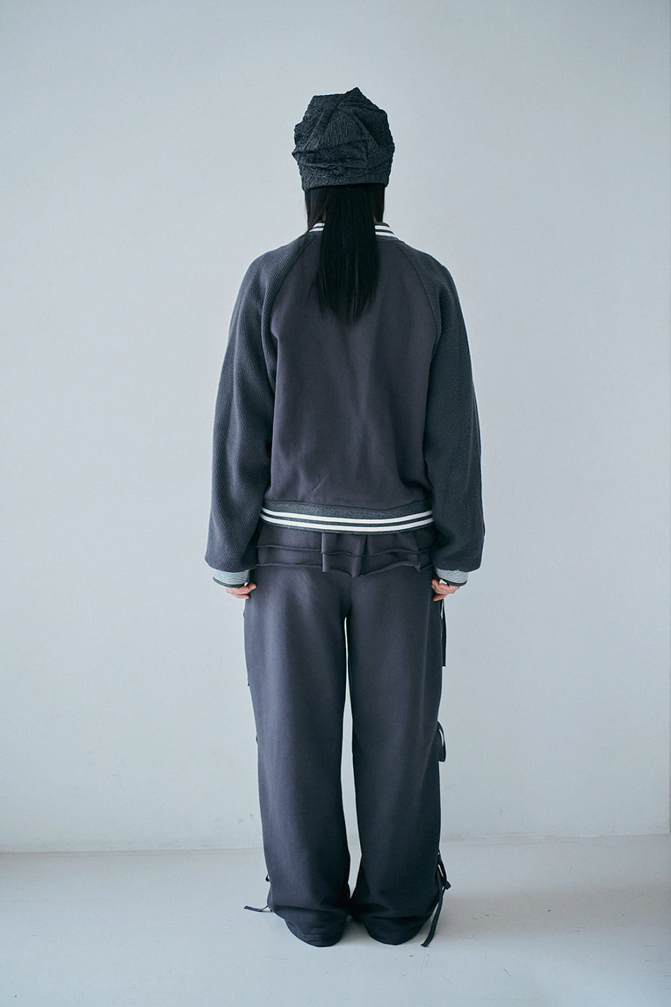 MUSINSA | HUG YOUR SKIN Patch Varsity Jacket (Charcoal)