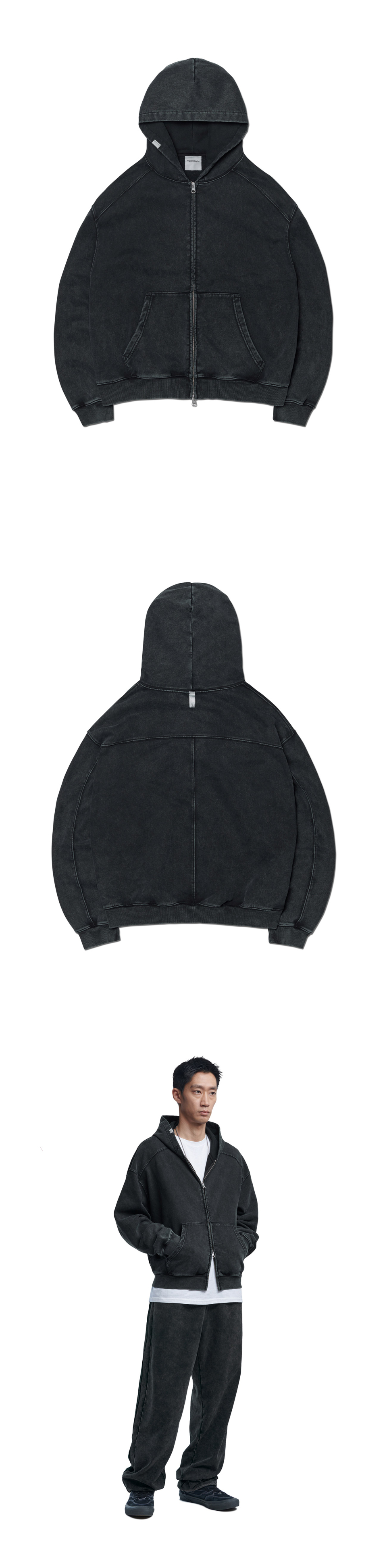 ★NOMANUAL★ ML HOODED ZIPUP WASHED BLACK NM63HD01M1WB MUSINSA | NOMANUAL M.L HOODED ZIP-UP - WASHED BLACK