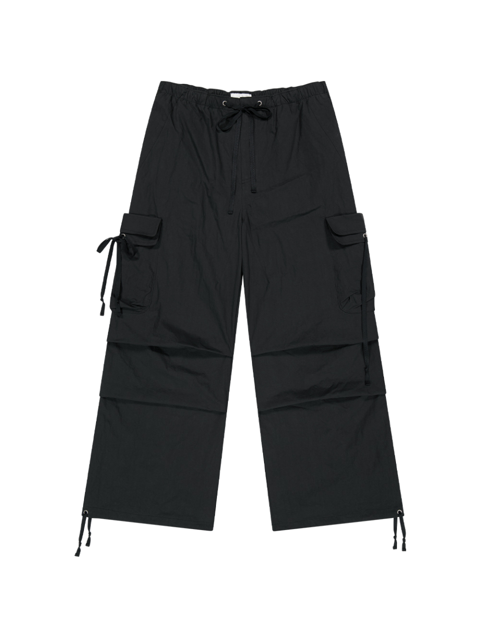 STRAP WIDE PARACHUTE PANTS [BLACK] - 감도 깊은 취향 셀렉트샵