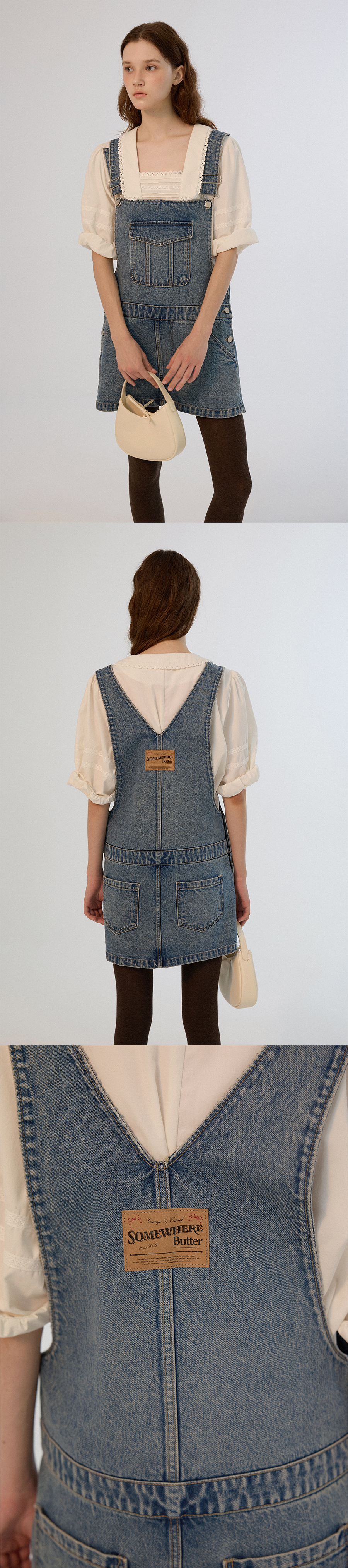 MUSINSA | SOMEWHEREBUTTER Denim Vintage Low Skirt Overall