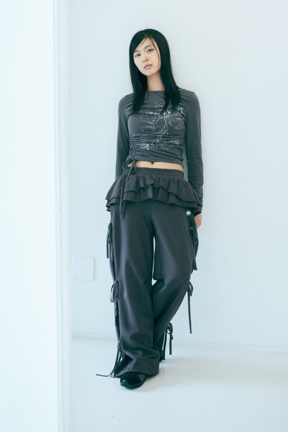 パンツ hugyourskin Frill Skirt Jogger Pants Frill skirt jogger pants (Black) - hug your skin