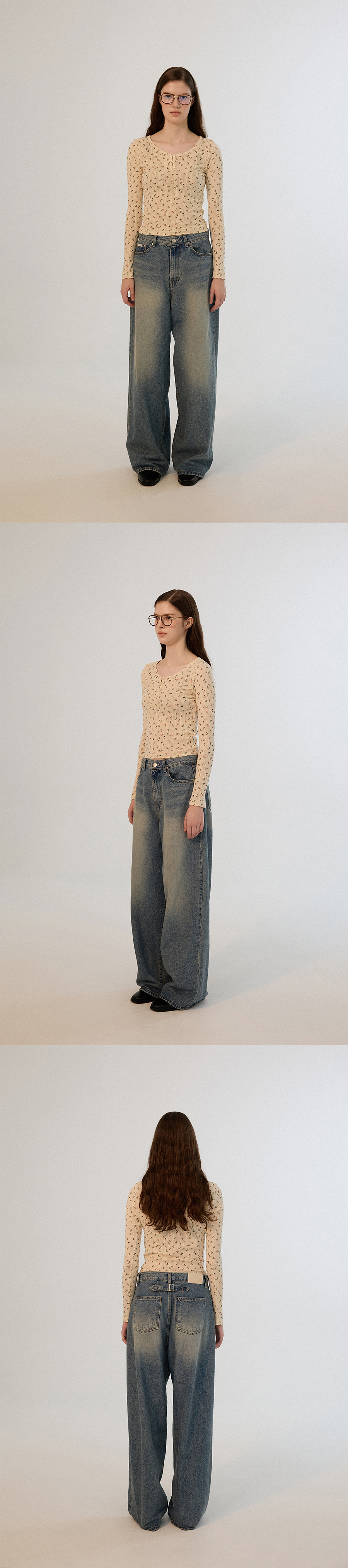 SOMEWHERE BUTTER ♥ Flower Lace Button Long Top Lace-Trim Floral Top | Gap