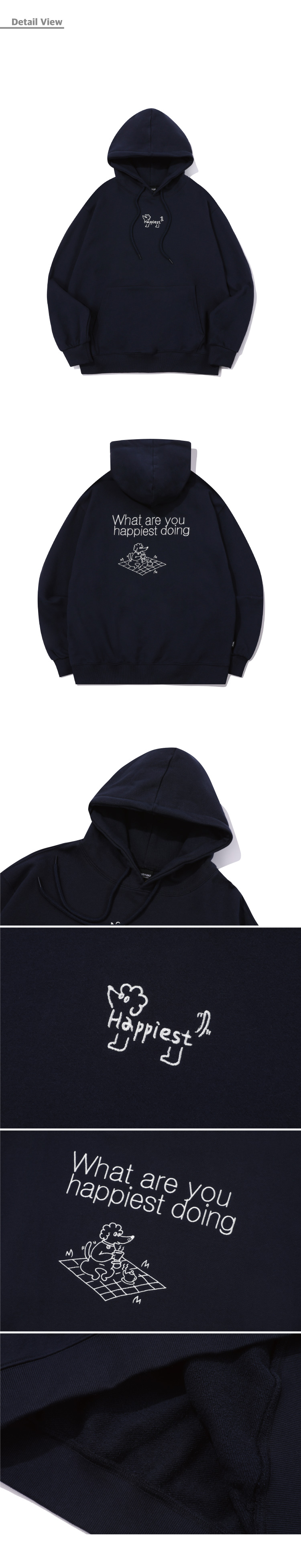MUSINSA | CPGN STUDIO HAPPYST EMBROIDERED HOODIE NAVY