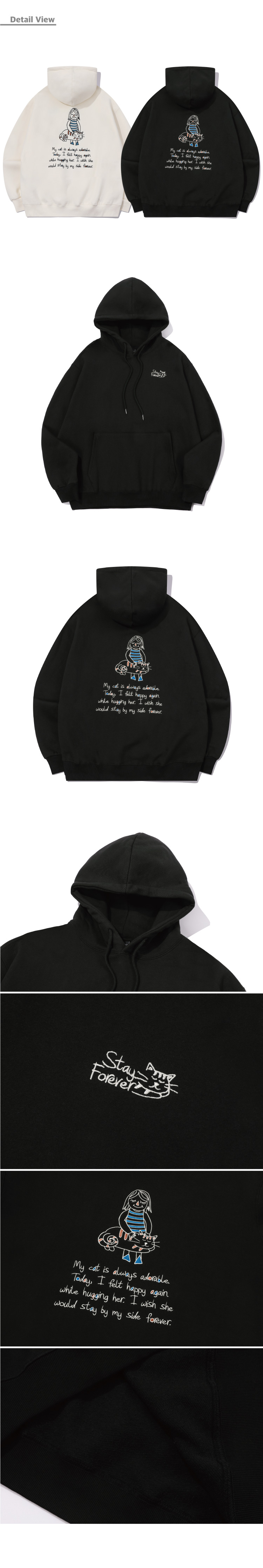 MUSINSA | CPGN STUDIO Stay CATS Embroidered Hoodie Black