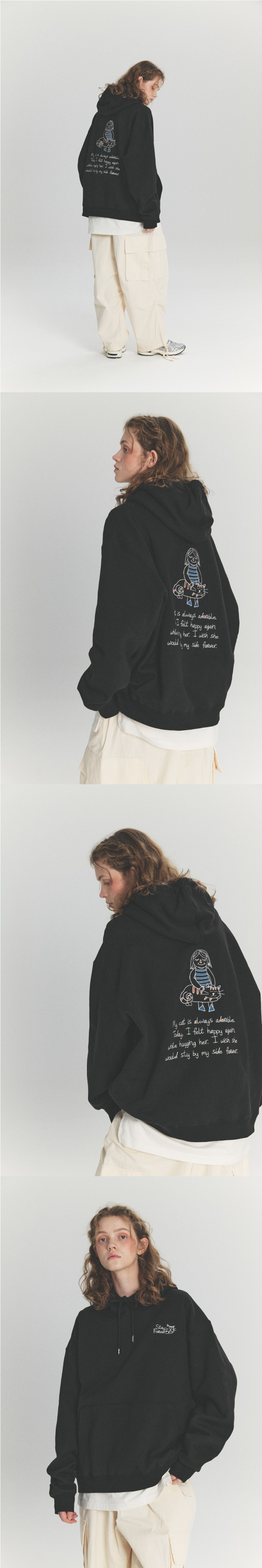 MUSINSA | CPGN STUDIO Stay CATS Embroidered Hoodie Black