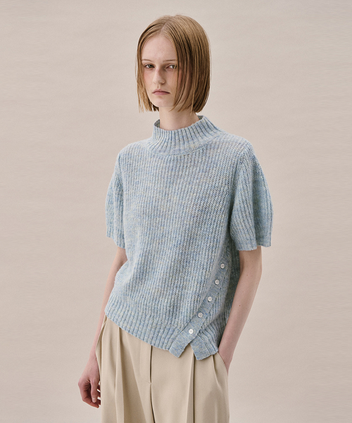 HALF SLEEVE SWEATER_SKY Синий MELANGE
