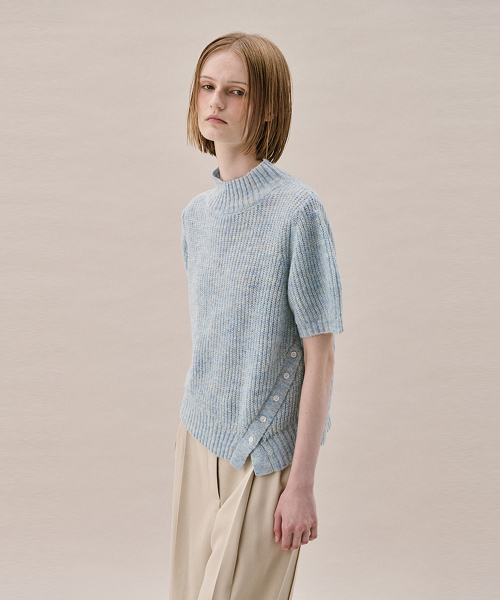 HALF SLEEVE SWEATER_SKY Синий MELANGE