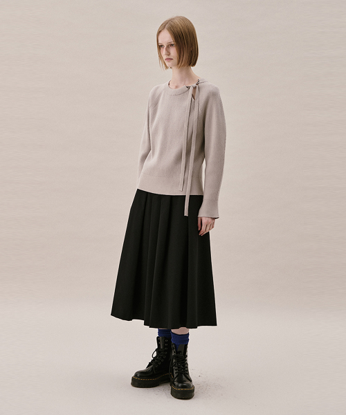 TIE RIBBED SWEATER_MOCHA