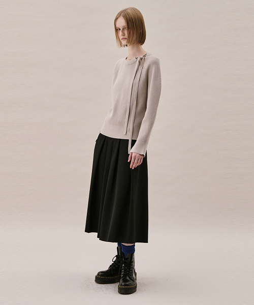 TIE RIBBED SWEATER_MOCHA
