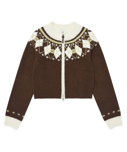 Женский кардиган на молнии Nordic Knit Brown