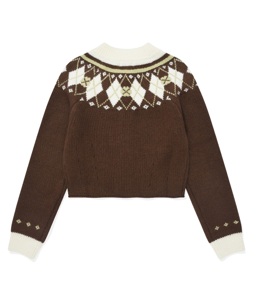 Женский кардиган на молнии Nordic Knit Brown