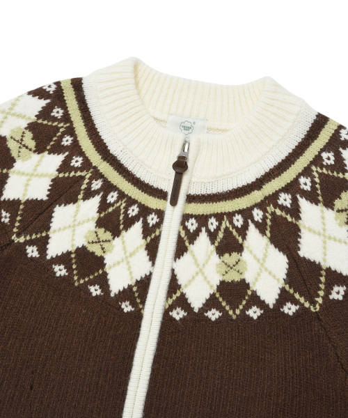Женский кардиган на молнии Nordic Knit Brown