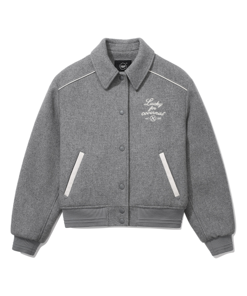Женская шерстяная Varsity куртка — Gray