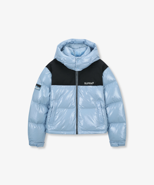 Женский короткий пуховик с жаккардовым узором (BLUE)