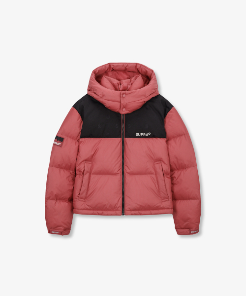 Женский короткий пуховик с жаккардовым узором (RED)