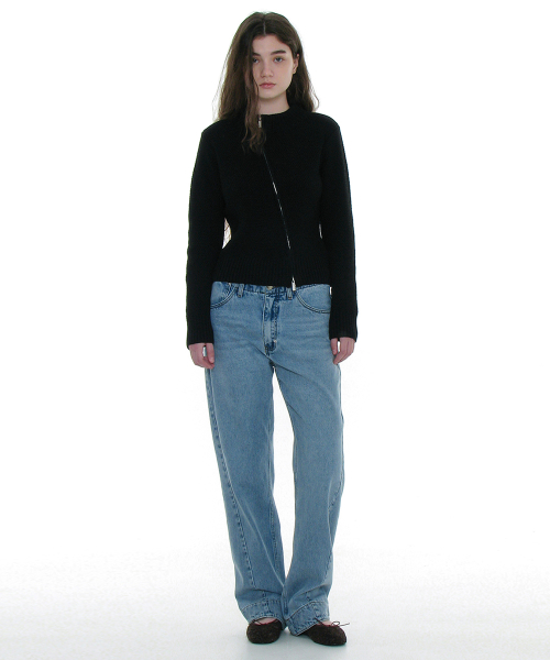 Vintage Washed асимметричные джинсы — Light Blue