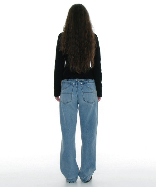 Vintage Washed асимметричные джинсы — Light Blue