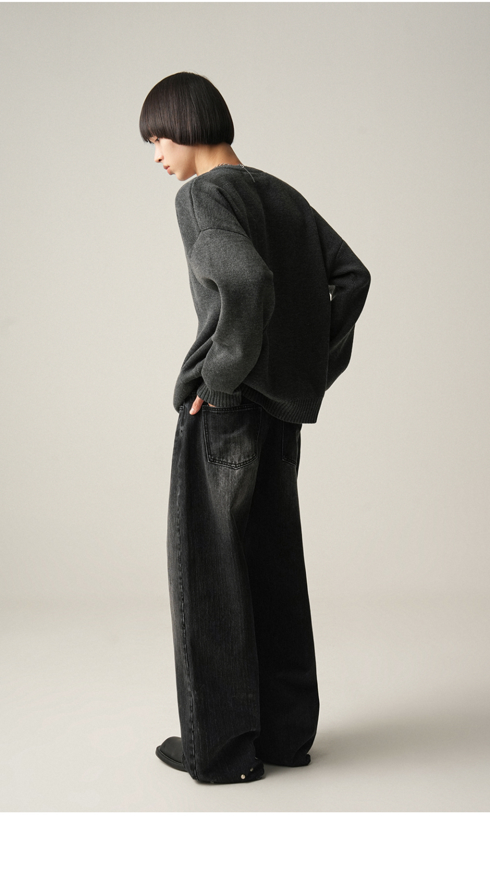 ☆AVANDRESS☆ BUCKLE WIDE DENIM PANTS BLACK AD41PT34BK MUSINSA | AVANDRESS Snap Wide Denim Pants BLACK