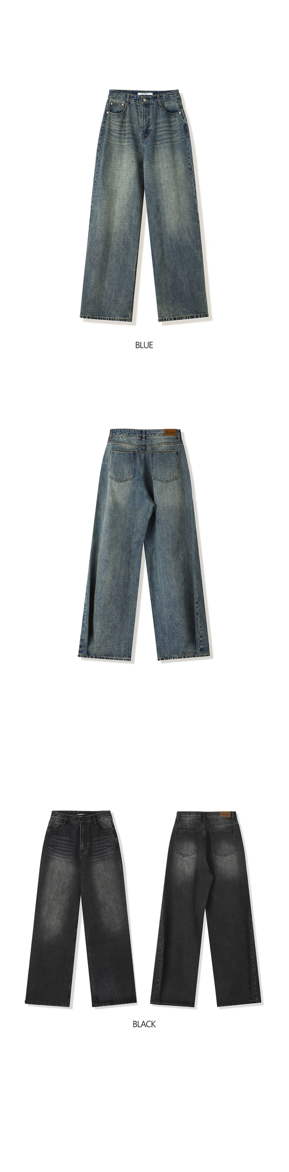 MUSINSA | AVANDRESS Snap Wide Denim Pants BLACK