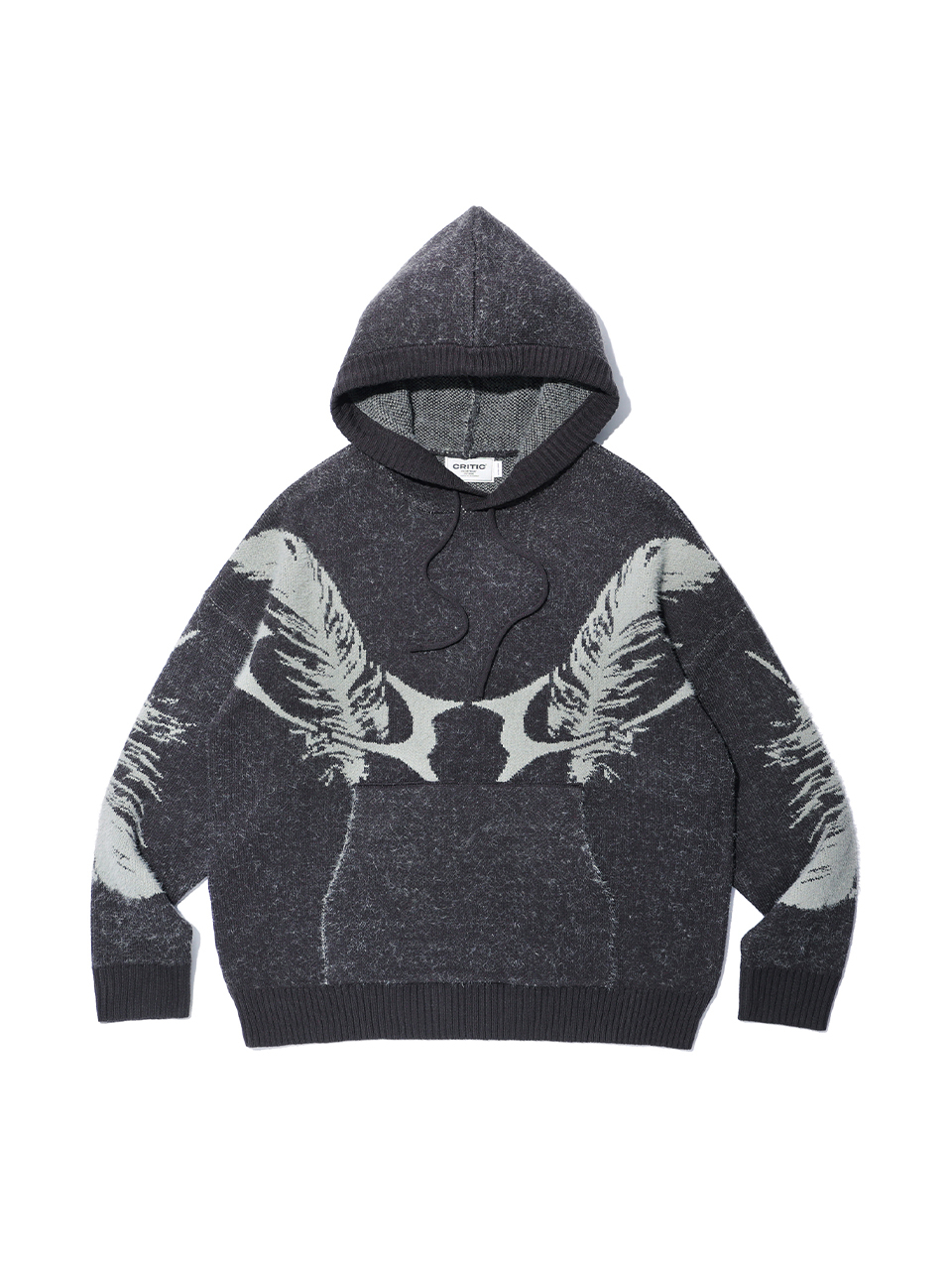 [CRITIC] FEATHER WORMHOLE HOODIE KNIT /追跡付 크리틱(CRITIC) FEATHER WORMHOLE HOODIE KNIT CHARCOAL