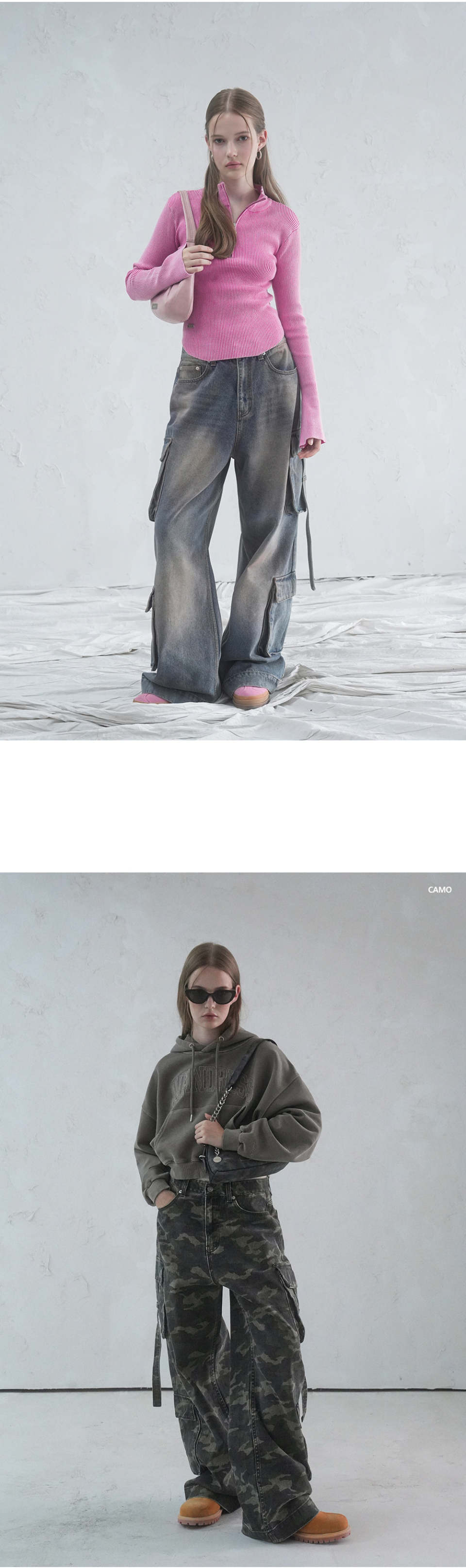 AVANDRESS ♥ Ribbon Wide Cargo Pants CAMO /追跡付 Designer fashion, Seoul-fully created | W Concept