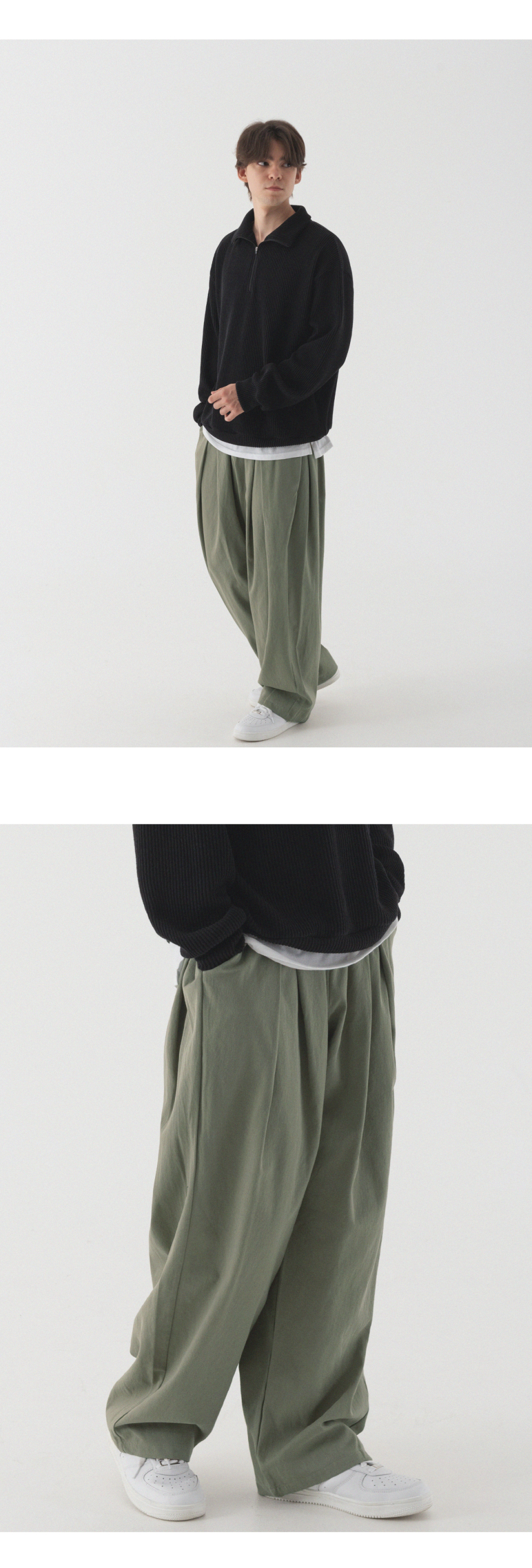 【THE MOZZ】Camper Banding Pleated Pants MUSINSA | PIANER Wide banding cotton pants with pleats (khaki)