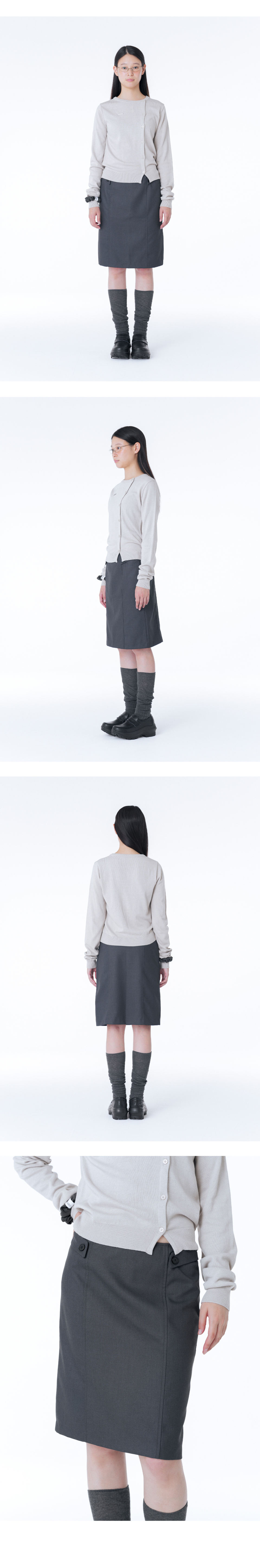 MISEKI SEOUL☆Button midi skirt MUSINSA | MISEKI SEOUL Button midi skirt CHARCOAL