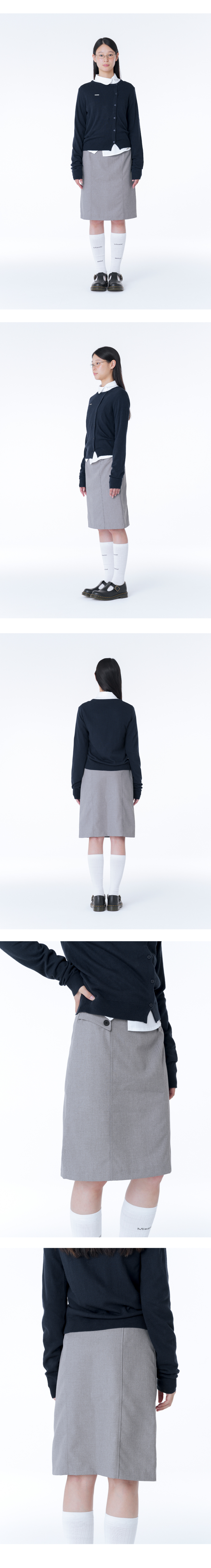 MISEKI SEOUL☆Button midi skirt Button midi skirt NAVY - Miseki seoul | 60% - Asian Fashion