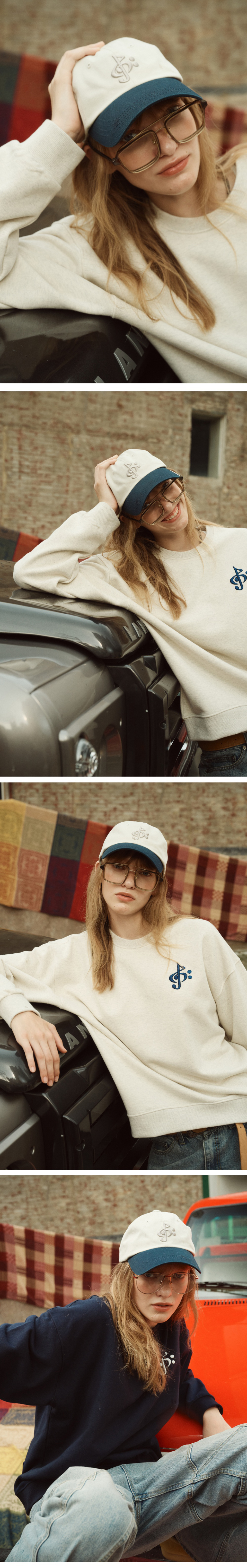 MUSINSA公式 | 2113 STUDIO Music Note Logo Ball Cap Beige + Navy