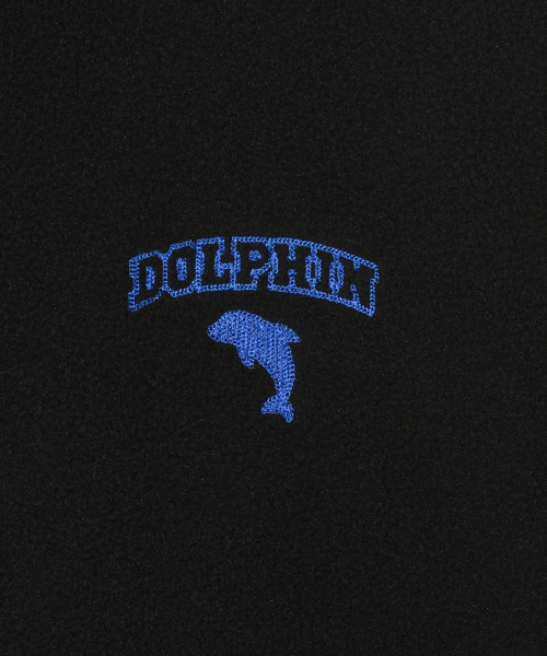 [Сет] Флисовый худи на молнии с вышивкой Dolphin & брюки на завязках Black