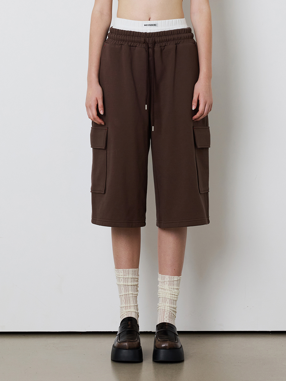 ★MEENDERI★BARTACK STITCH POCKET SHORTS - BROWN★正規品 MUSINSA | MEENDERI [UNISEX] BARTACK STITCH POCKET SHORTS - BROWN