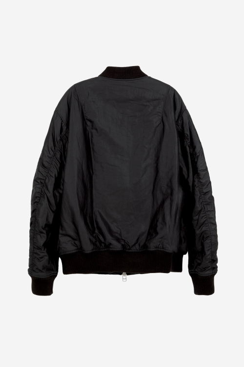 DOUBLE ZIP NYLON BOMBER_BLACK