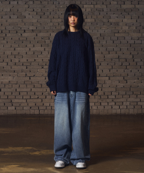 Круглый трикотажный джемпер Mellow, Navy