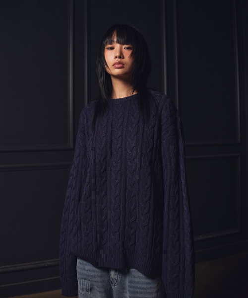 Круглый трикотажный джемпер Mellow, Navy
