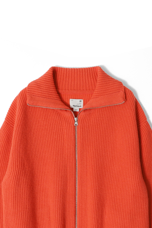 Marshall Full Zip Up Rib Knit Orange