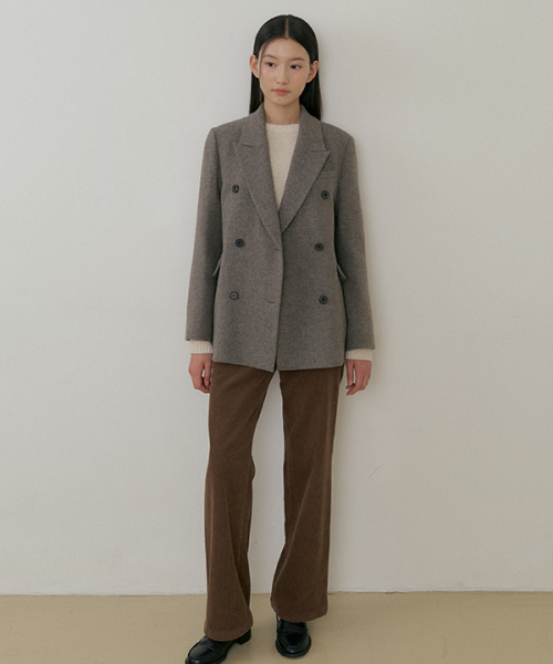 wool double classic jacket-ash.brown