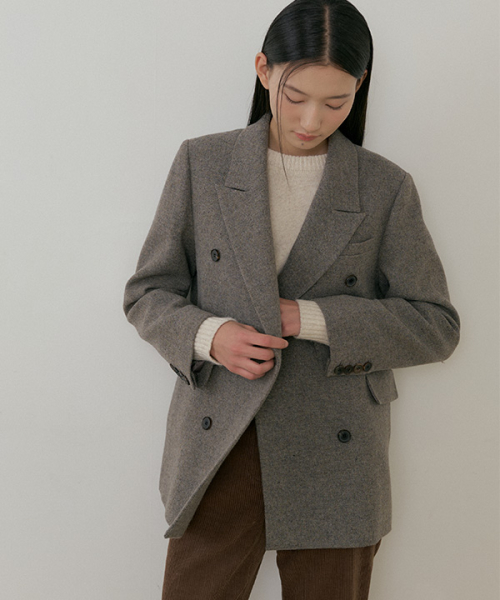 wool double classic jacket-ash.brown