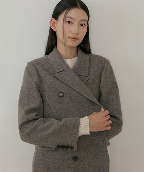 wool double classic jacket-ash.brown