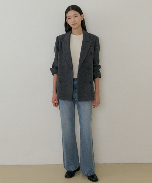 wool double classic jacket-charcoal