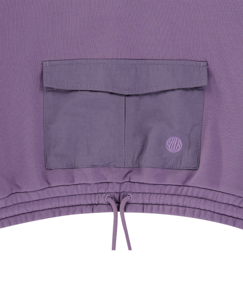 Укороченное худи с большими карманами Dark Purple